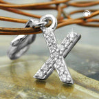 Vedhæng 11x6mm charm Bogstav X med zirkoniaer skinnende rhodium belagt sølv 925