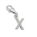 Vedhæng 11x6mm charm Bogstav X med zirkoniaer skinnende rhodium belagt sølv 925