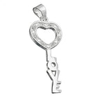 Vedhæng 28x12mm skål LOVE med zirkoniaer Shiny Silver 925