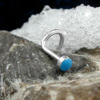 Næsestift 2,5 mm spiral med emaljepunkt Blå sølv 925