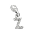 Vedhæng 12x6mm Charm Letter Z med zirkoniaer skinnende rhodiumbelagt sølv 925