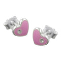 Ørestikker 6x7mm børne-ørering Hjerte Lyserød Lakeret Sølv 925