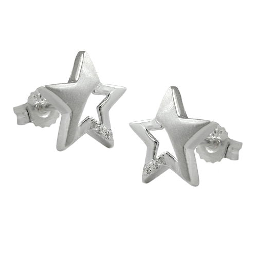 Ørestik 10x10mm stjerne med Cubic Zirconia Silver 925