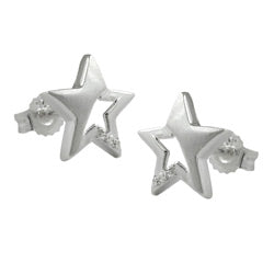 Ørestik 10x10mm stjerne med Cubic Zirconia Silver 925