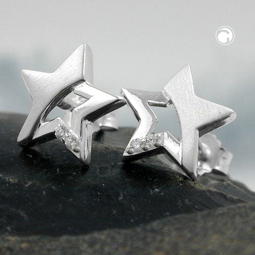 Ørestik 10x10mm stjerne med Cubic Zirconia Silver 925