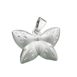 Vedhæng 11x16mm butterfly mat-shiny diamant sølv 925