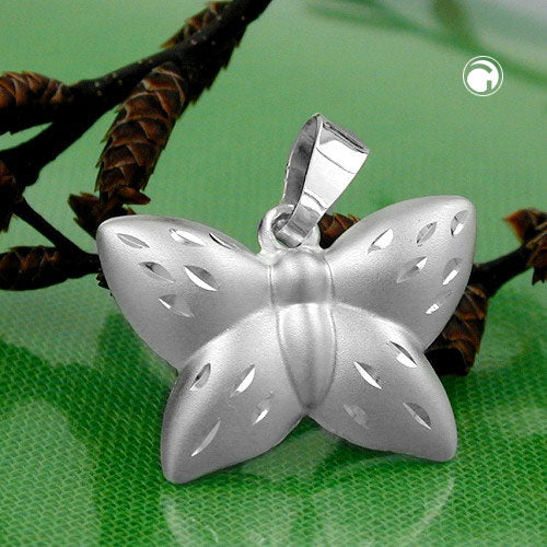 Vedhæng 11x16mm butterfly mat-shiny diamant sølv 925