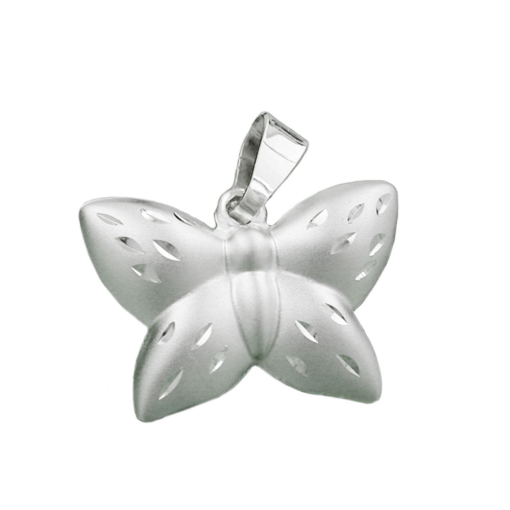 Vedhæng 11x16mm butterfly mat-shiny diamant sølv 925