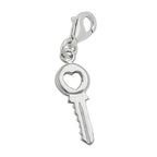 Vedhæng 17x7mm charm sikkerhedsnøgle med hjerte Sølv 925