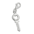 Vedhæng 17x7mm charm sikkerhedsnøgle med hjerte Sølv 925