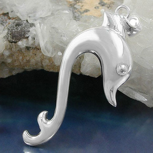 Vedhæng 40x17mm Dolphin Shiny Silver 925