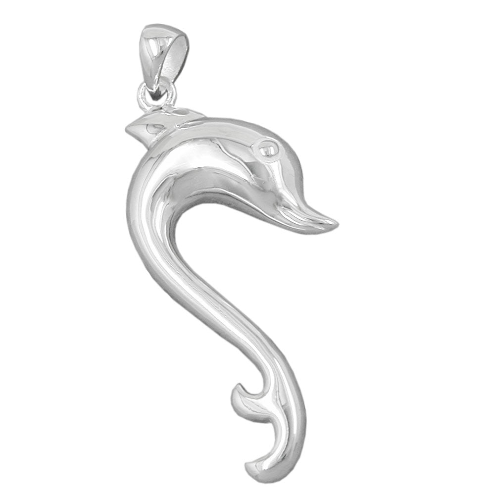 Vedhæng 40x17mm Dolphin Shiny Silver 925
