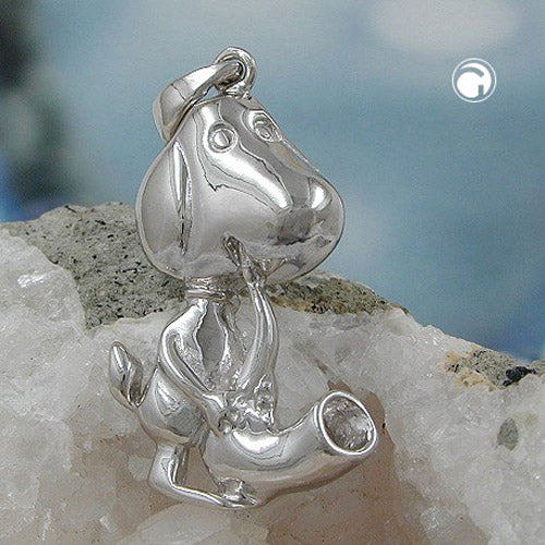 Vedhæng 29x18mm Hund med saxofon sølv 925