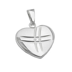 Vedhæng 15x16mm Hjerte matt-skinnende diamant sølv 925