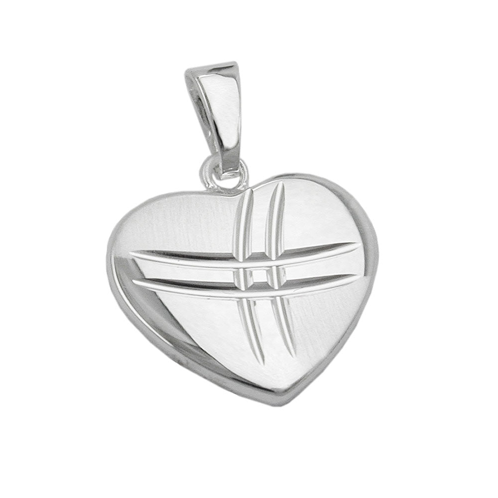 Vedhæng 15x16mm Hjerte matt-skinnende diamant sølv 925