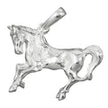 Pendelshæng 32x25mm stor hest solid formet skinnende sølv 925