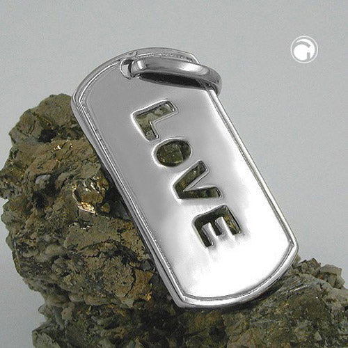 Vedhæng 32x16mm LOVE Rhodium belagt sølv 925