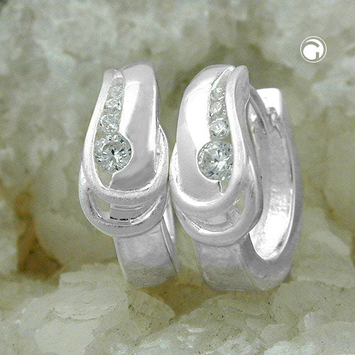 Ramme 14x6mm hængsel med zirkoniamatte blank sølv 925