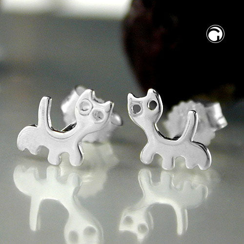 Ørestikker 6x6,5mm Cat Shiny Silver 925