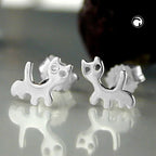 Ørestikker 6x6,5mm Cat Shiny Silver 925