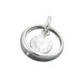 Vedhæng 12x3mm dåbsring med hvid zirkonia og fødselsur i sølv 925 mm