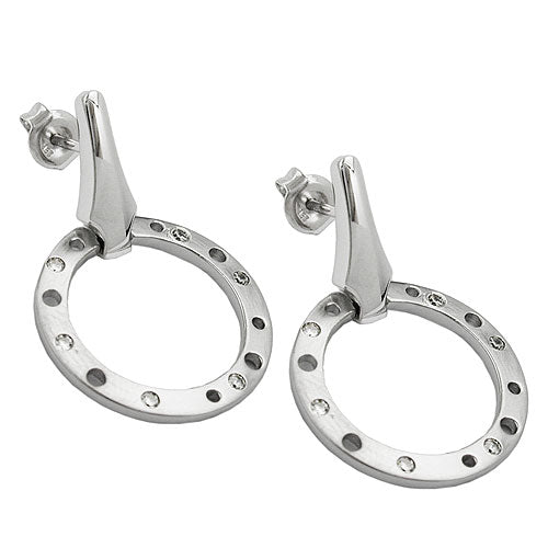 Ørestikker 30x20mm zirkonia frostet rhodiumbelagt sølv 925
