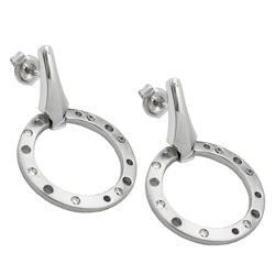 Ørestikker 30x20mm zirkonia frostet rhodiumbelagt sølv 925