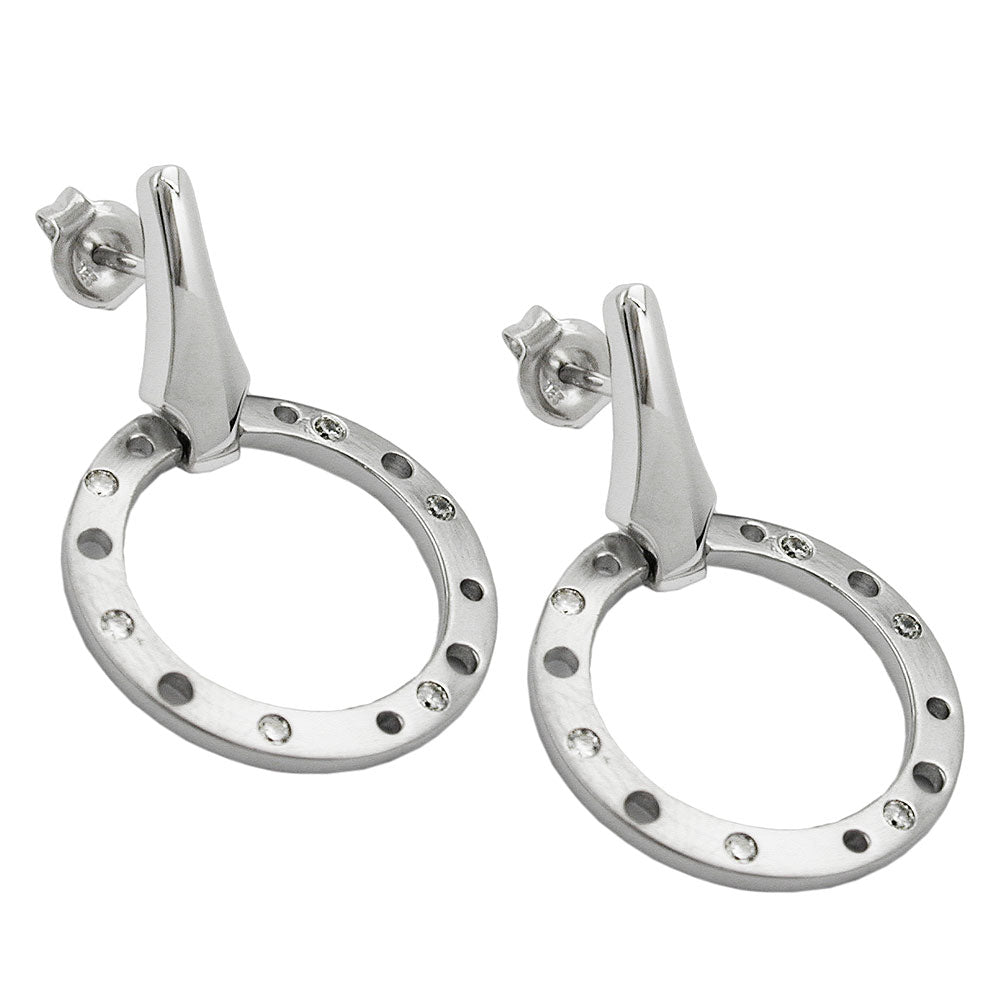 Ørestikker 30x20mm zirkonia frostet rhodiumbelagt sølv 925