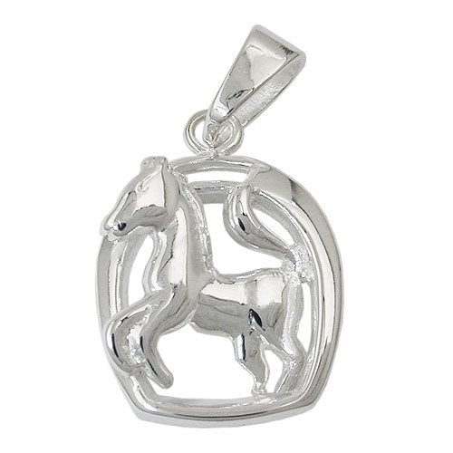 Vedhæng 16x12mm hest i hestesko blank sølv 925