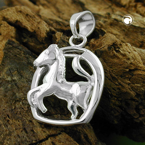 Vedhæng 16x12mm hest i hestesko blank sølv 925