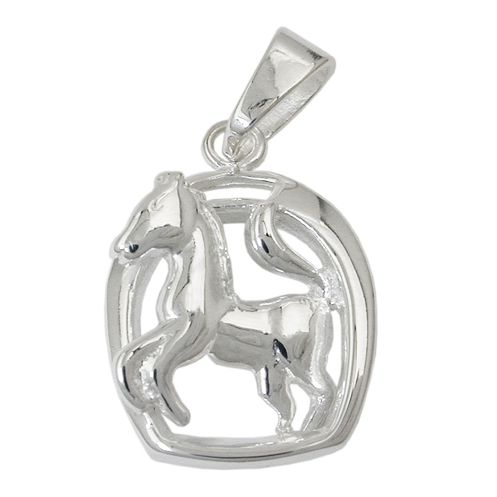 Vedhæng 16x12mm hest i hestesko blank sølv 925