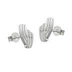 Ørestikkerørering 10x6mm stribet med zirkoniaer matte-skinnende sølv 925