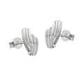 Ørestikkerørering 10x6mm stribet med zirkoniaer matte-skinnende sølv 925
