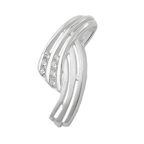 Vedhæng 19x8mm stribet med zirkoniamatte skinnende sølv 925