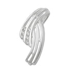 Vedhæng 19x8mm stribet med zirkoniamatte skinnende sølv 925