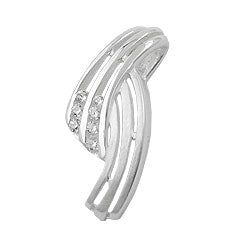 Vedhæng 19x8mm stribet med zirkoniamatte skinnende sølv 925