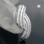 Vedhæng 19x8mm stribet med zirkoniamatte skinnende sølv 925