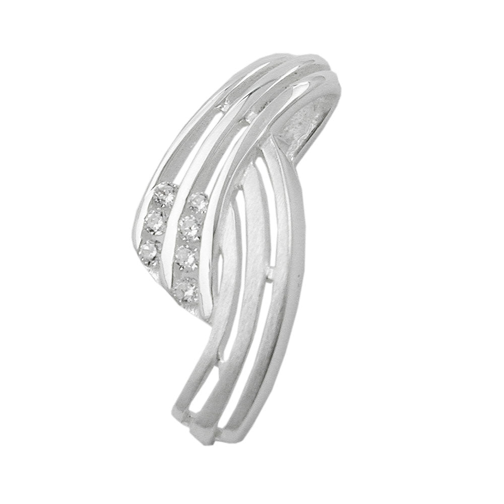Vedhæng 19x8mm stribet med zirkoniamatte skinnende sølv 925