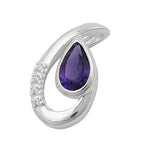 Vedhæng 18x10mm Amethyst med 4 Zirconiaer Shiny Silver 925
