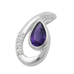 Vedhæng 18x10mm Amethyst med 4 Zirconiaer Shiny Silver 925