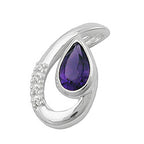Vedhæng 18x10mm Amethyst med 4 Zirconiaer Shiny Silver 925