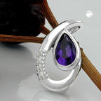 Vedhæng 18x10mm Amethyst med 4 Zirconiaer Shiny Silver 925