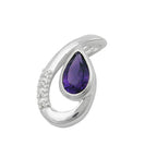 Vedhæng 18x10mm Amethyst med 4 Zirconiaer Shiny Silver 925