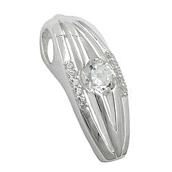 Vedhæng 21x8mm stribet med zirkoniaer Shiny Silver 925