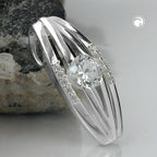 Vedhæng 21x8mm stribet med zirkoniaer Shiny Silver 925