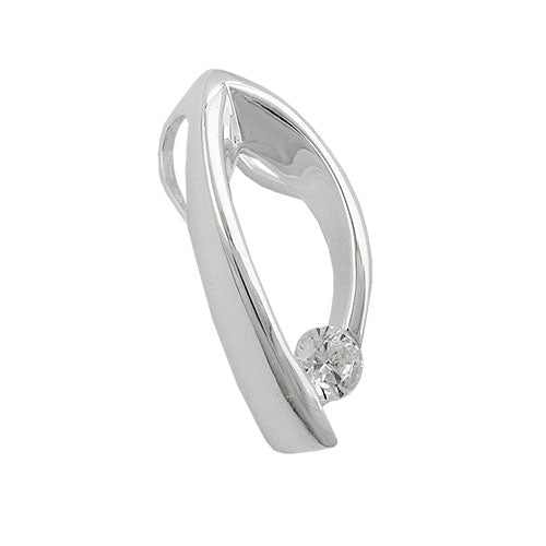 Pendler 18,5x8mm oval med zirkonia skinnende sølv 925