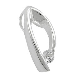 Pendler 18,5x8mm oval med zirkonia skinnende sølv 925