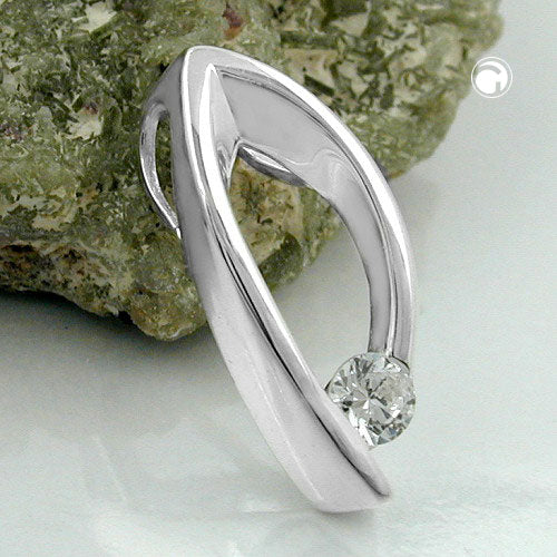 Pendler 18,5x8mm oval med zirkonia skinnende sølv 925