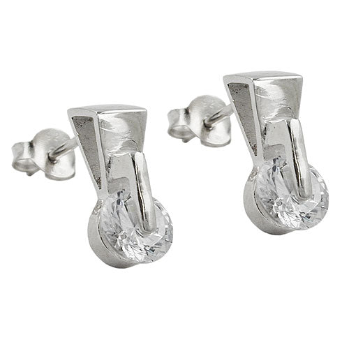 Ørestik 13x6mm trekant med Cubic Zirconia Sølv 925