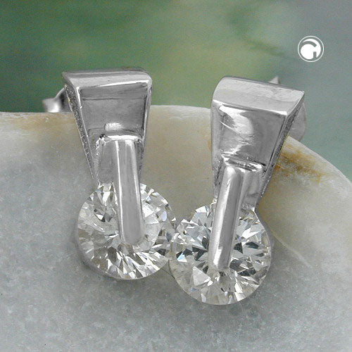 Ørestik 13x6mm trekant med Cubic Zirconia Sølv 925